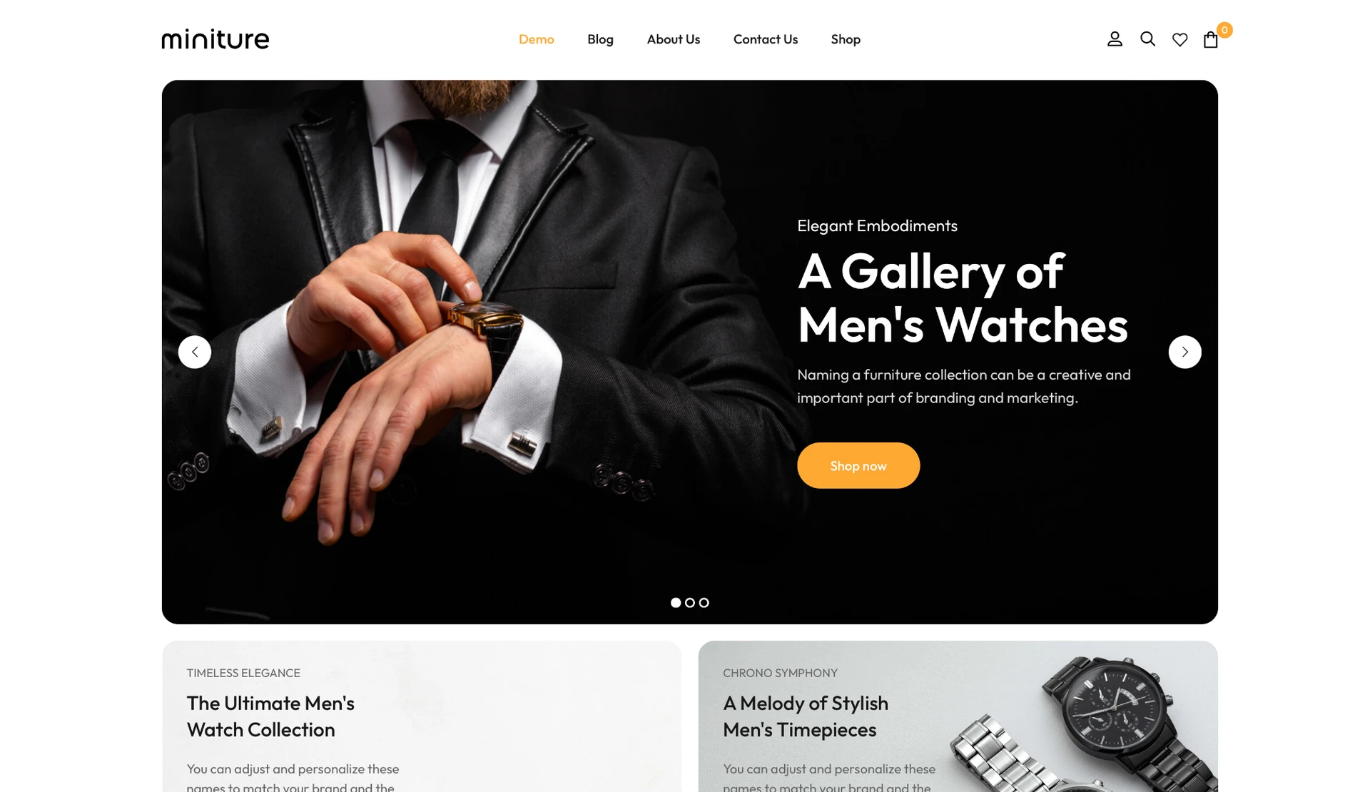 wordpress-ecommerce-men-watches-hero-section