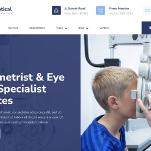 Optical Store & Eye Care - WordPress Website