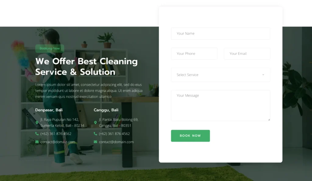 wordpress-cleaning-booking-form-section