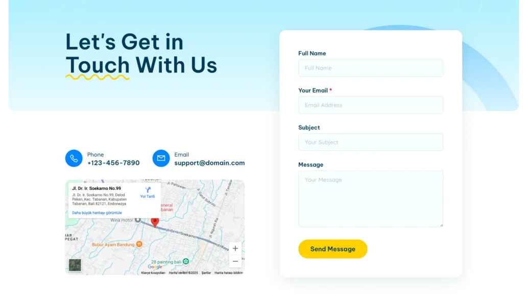 wordpress-cleaning-contact-form-map-layout