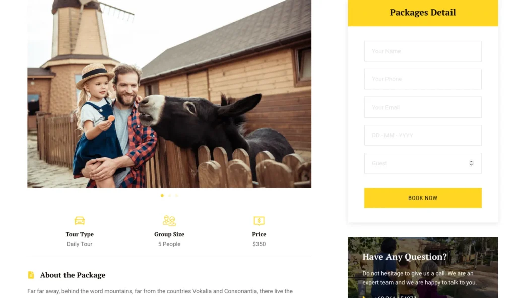 wordpress-zoo-booking-form-product-section